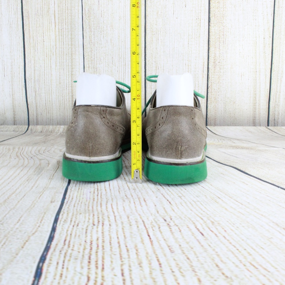 Cole Haan Wingtip Tan Leather Shoes Green Bottom - Picture 6 of 8